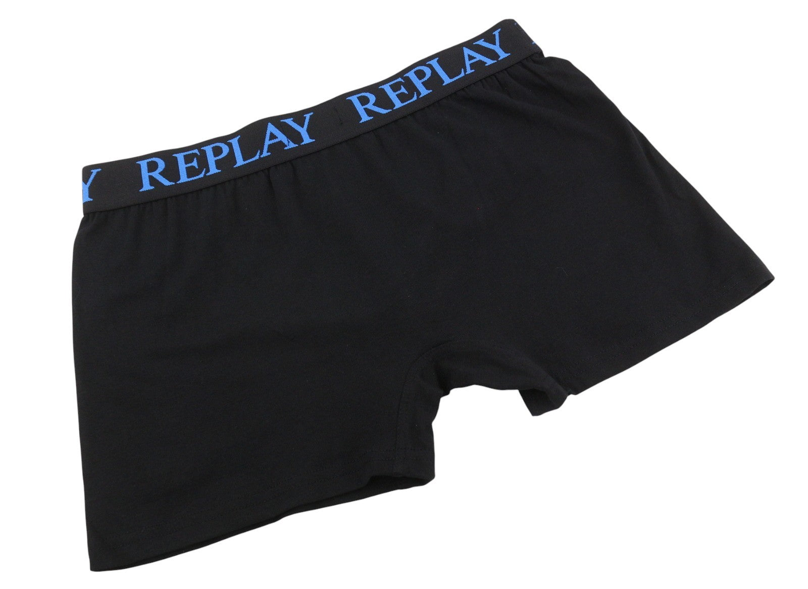 REPLAY Men Underwear M Black Elastic Waist Cotton Stretch Trunks 2 Pack