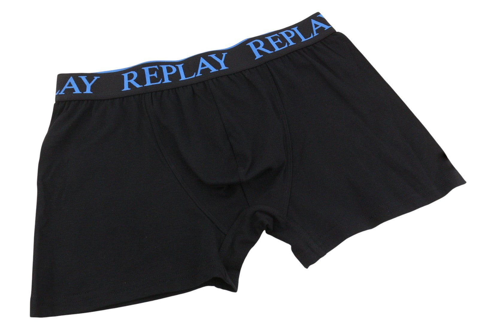 REPLAY Men Underwear L Black Elastic Waist Cotton Stretch Trunks 2 Pack