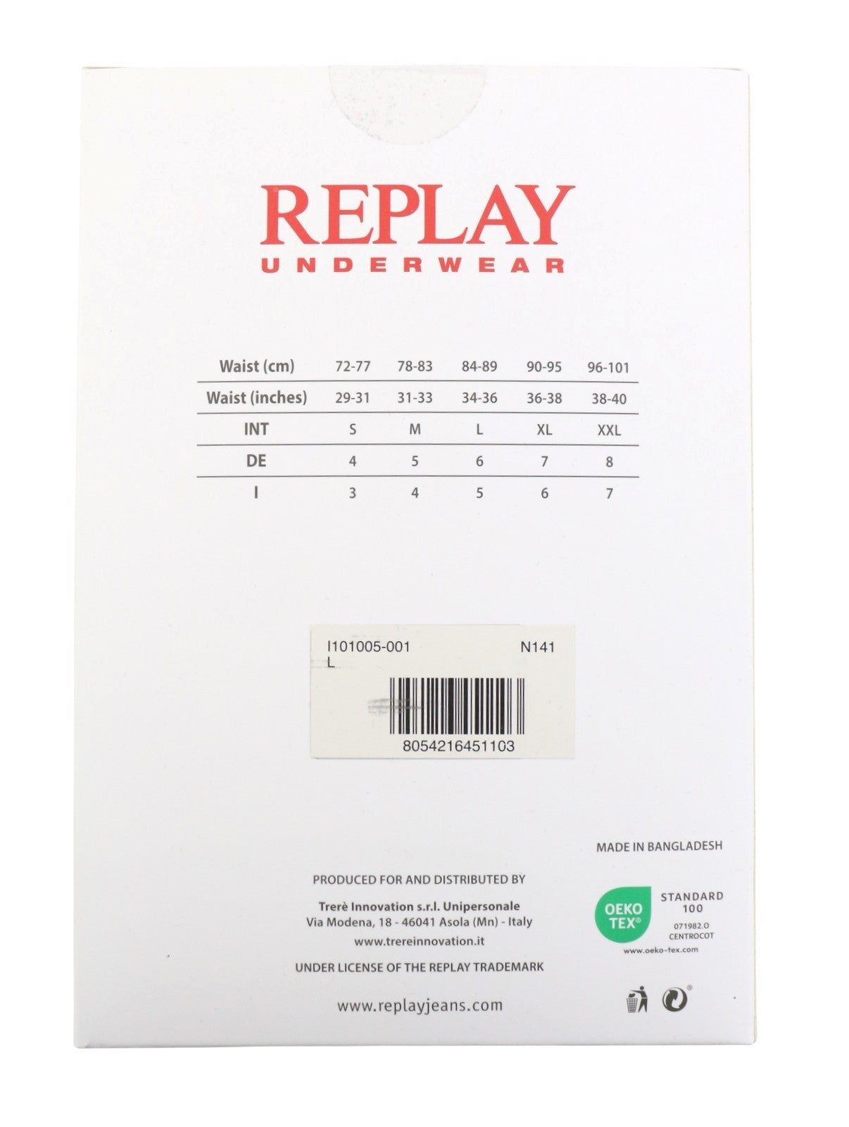 REPLAY Men Underwear L Black Elastic Waist Cotton Stretch Trunks 2 Pack