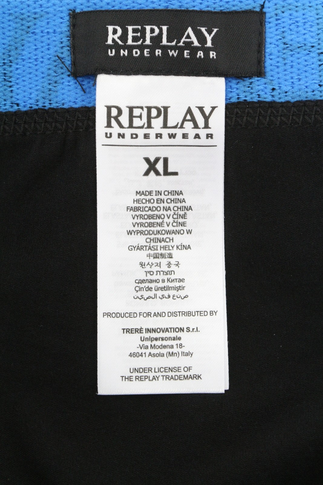 REPLAY Men Underwear XL Black Elastic Waist Cotton Stretch Trunks 2 Pack