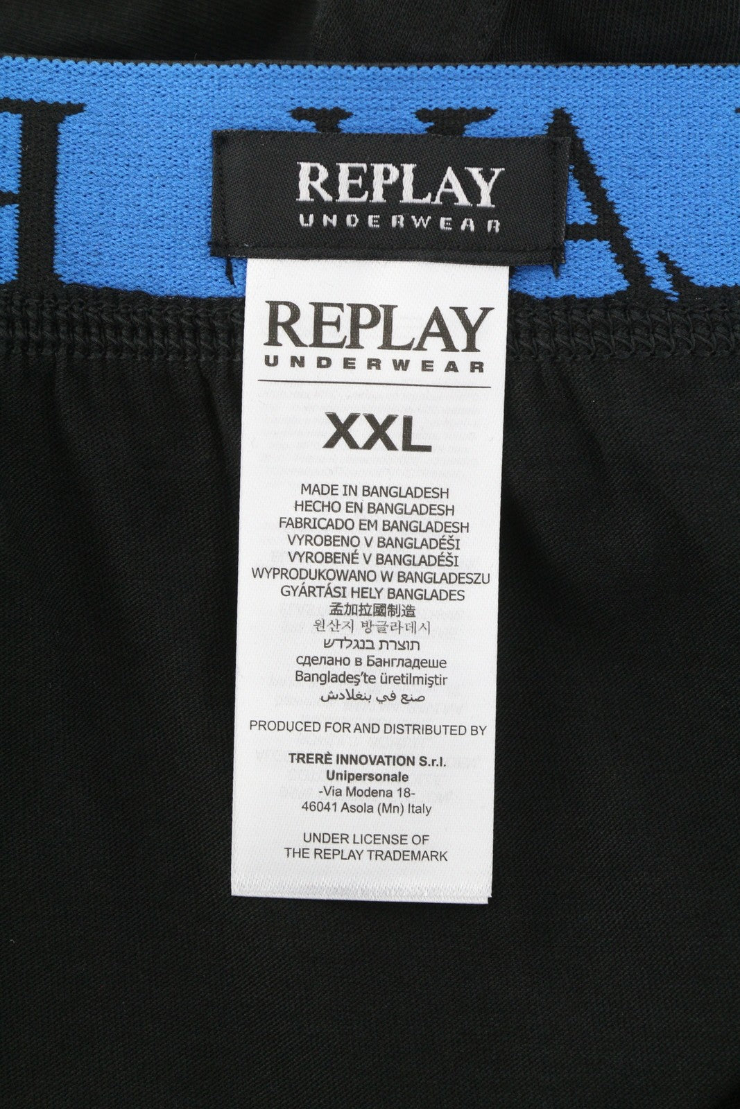 REPLAY Men Underwear 2XL Black Elastic Waist Cotton Stretch Trunks 2 Pack