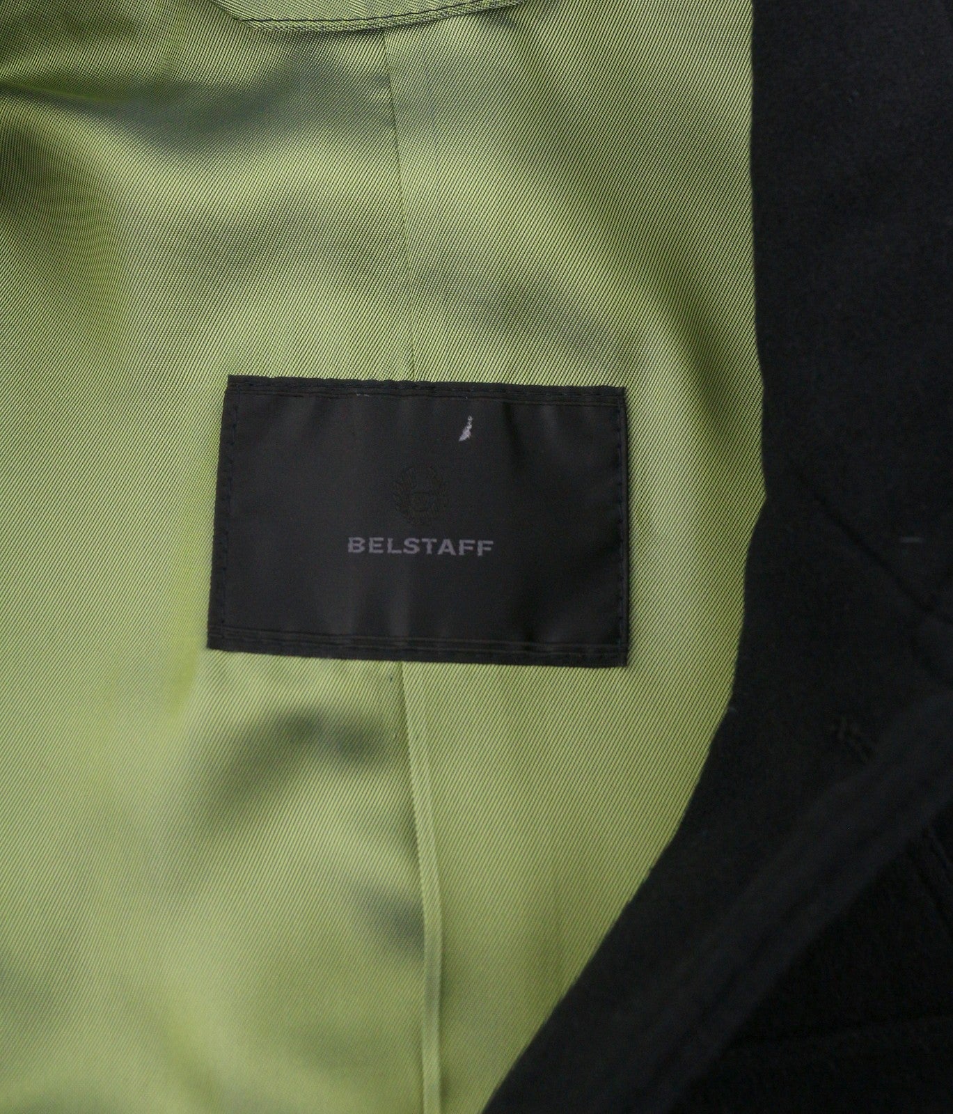 BELSTAFF Men Coat L Black Wool Cashmere Patch Pockets Button-Up Peacoat