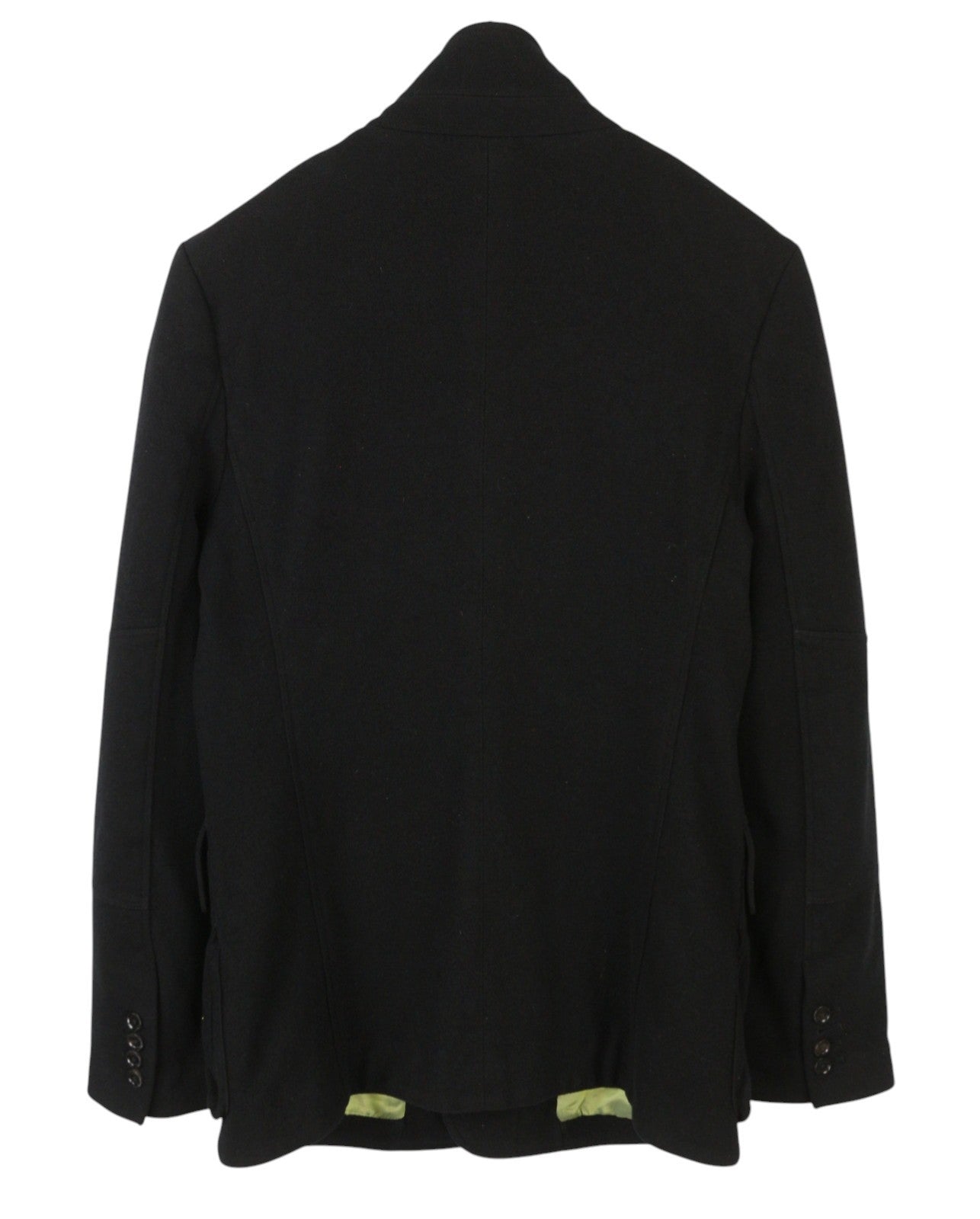 BELSTAFF Men Coat L Black Wool Cashmere Patch Pockets Button-Up Peacoat