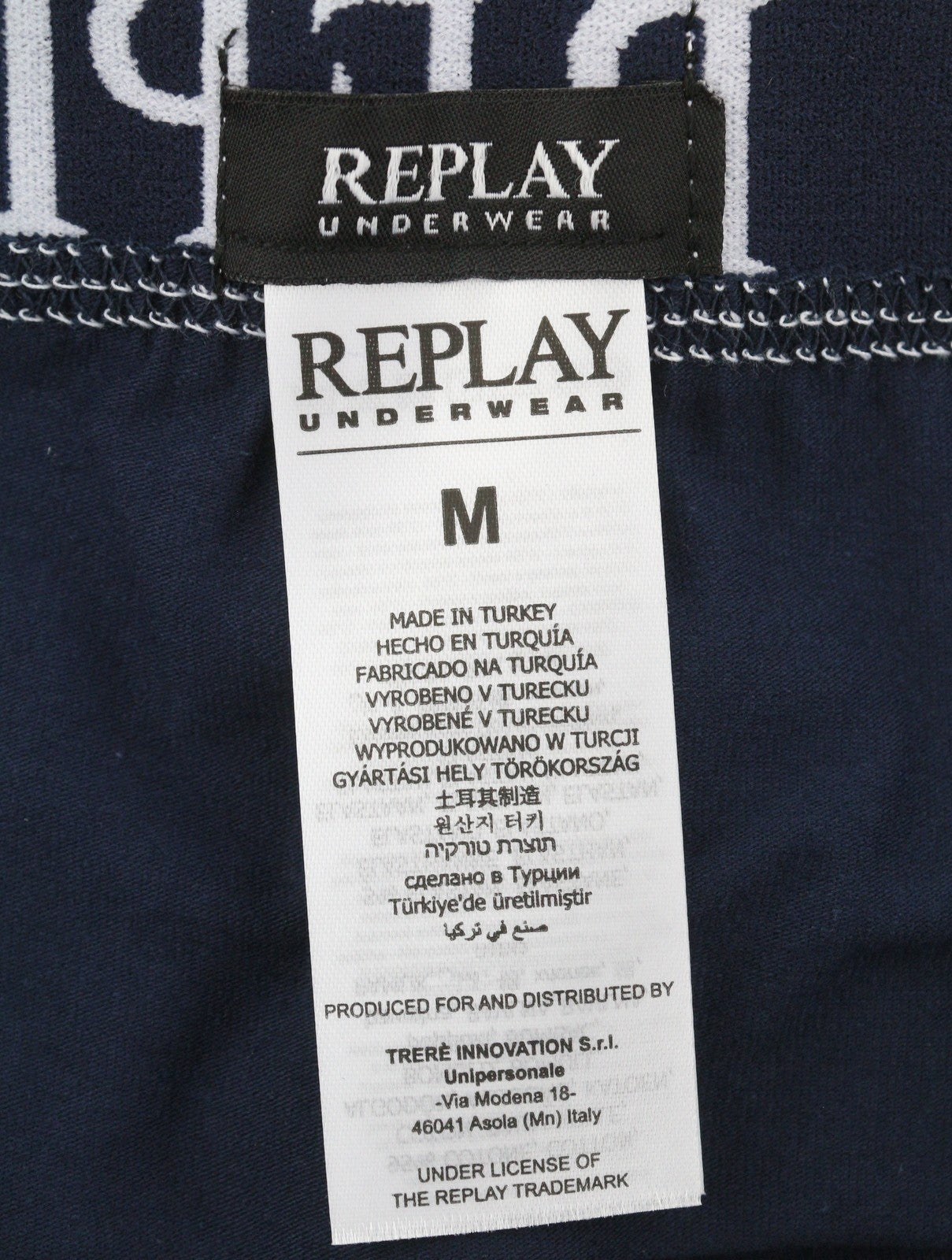 REPLAY Men Underwear M Blue Elastic Waist Cotton Stretchy Trunks 2 Pack