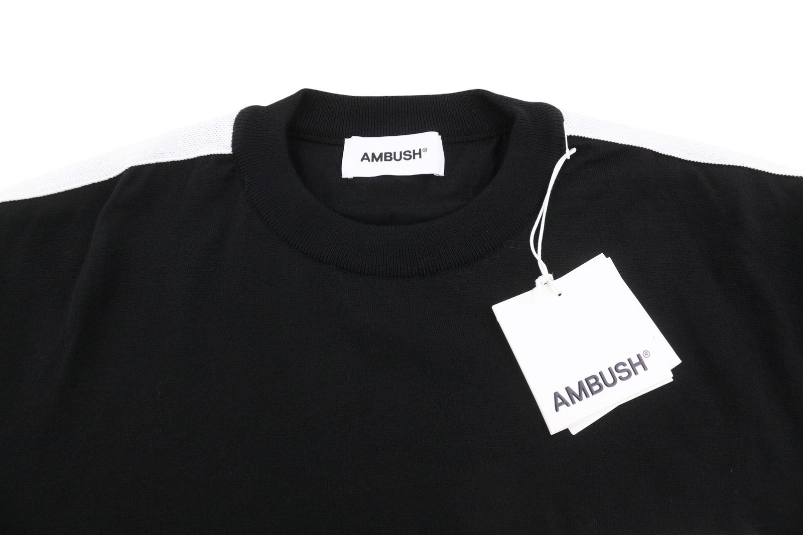 AMBUSH Taped Knit Men Jumper L Black Wool Blend Crew Neck Pull On RRP568