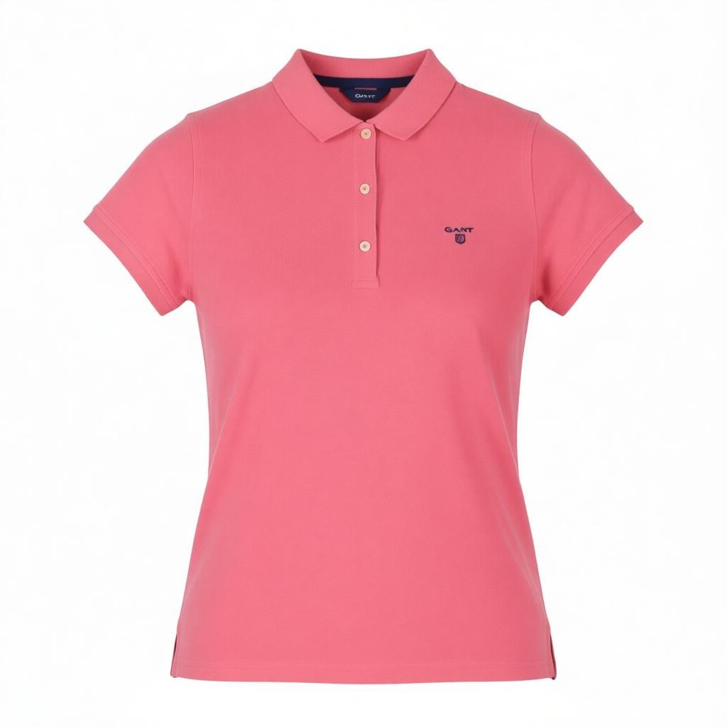 GANT Summer Pique Women T-Shirt S Rapture Rose Polo Textured Short Sleeve