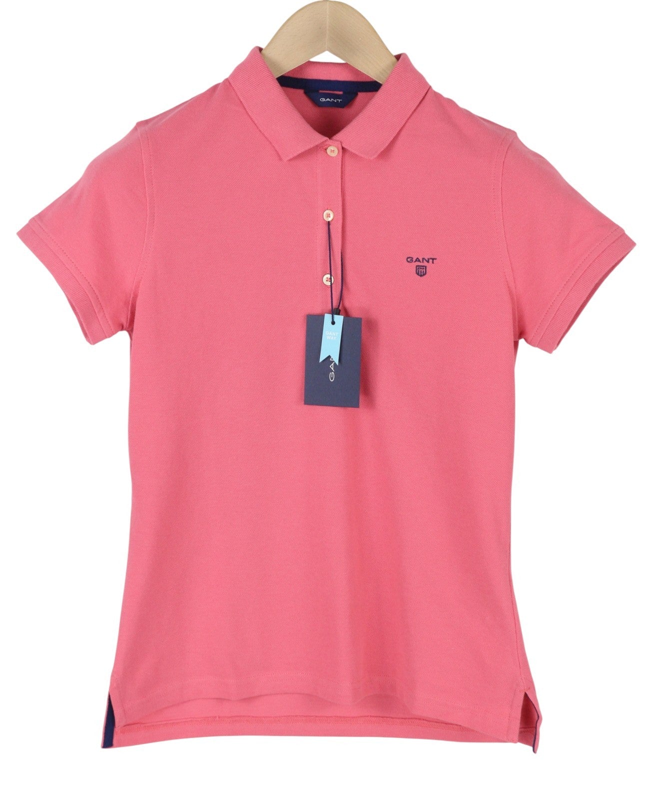 GANT Summer Pique Women T-Shirt S Rapture Rose Polo Textured Short Sleeve