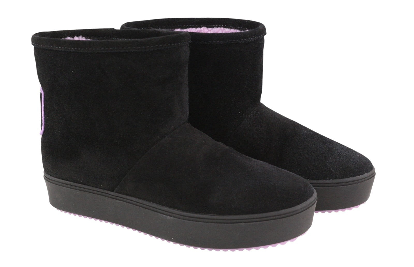 CHIARA FERRAGNI Ankle Eyelike Women Boots EU38 Black Suede Fleece Lined RRP275
