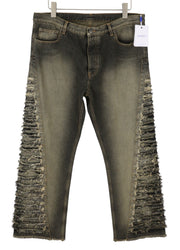 OFF-WHITE Men Jeans W34 Black Distressed Faded Button Fly Regular Fit AW25