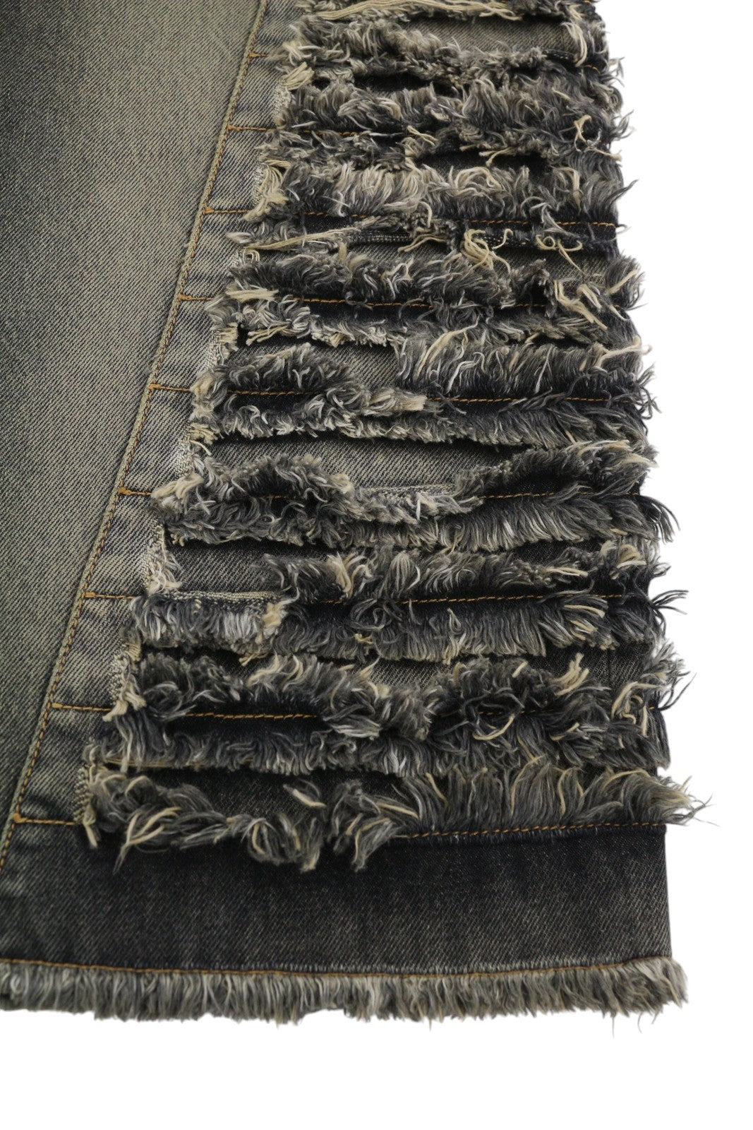 OFF-WHITE Men Jeans W34 Black Distressed Faded Button Fly Regular Fit AW25