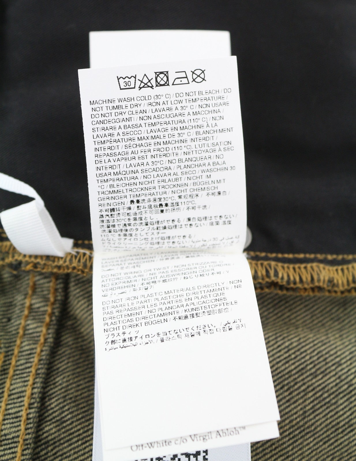 OFF-WHITE Men Jeans W34 Black Distressed Faded Button Fly Regular Fit AW25