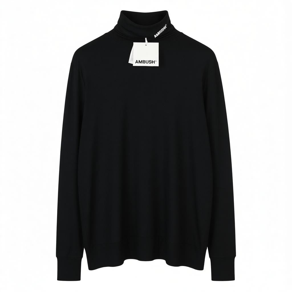AMBUSH Fitted Turtleneck L S Tap Shoe Blanc Men T-Shirt 2XL Black Pull On