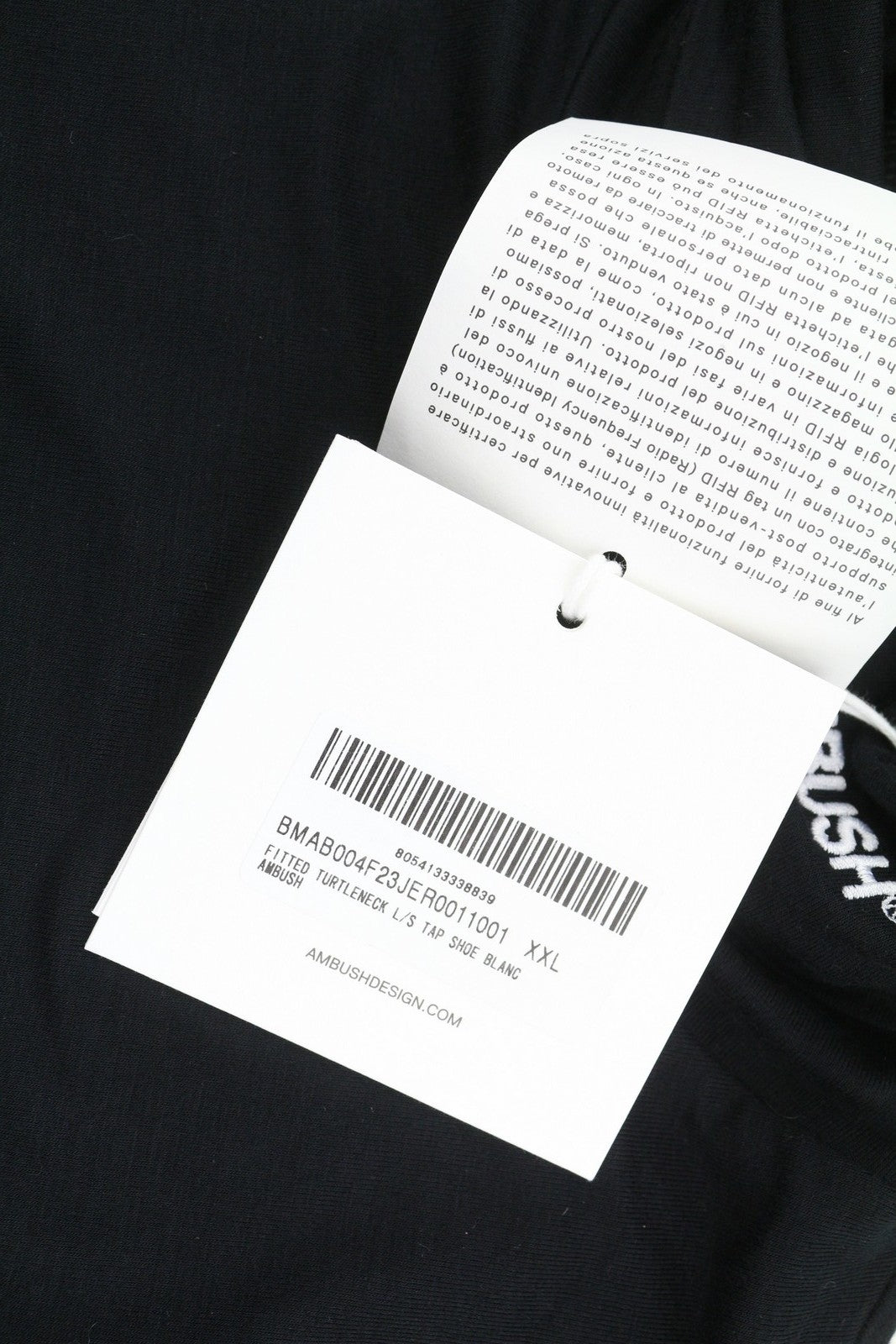 AMBUSH Fitted Turtleneck L S Tap Shoe Blanc Men T-Shirt 2XL Black Pull On