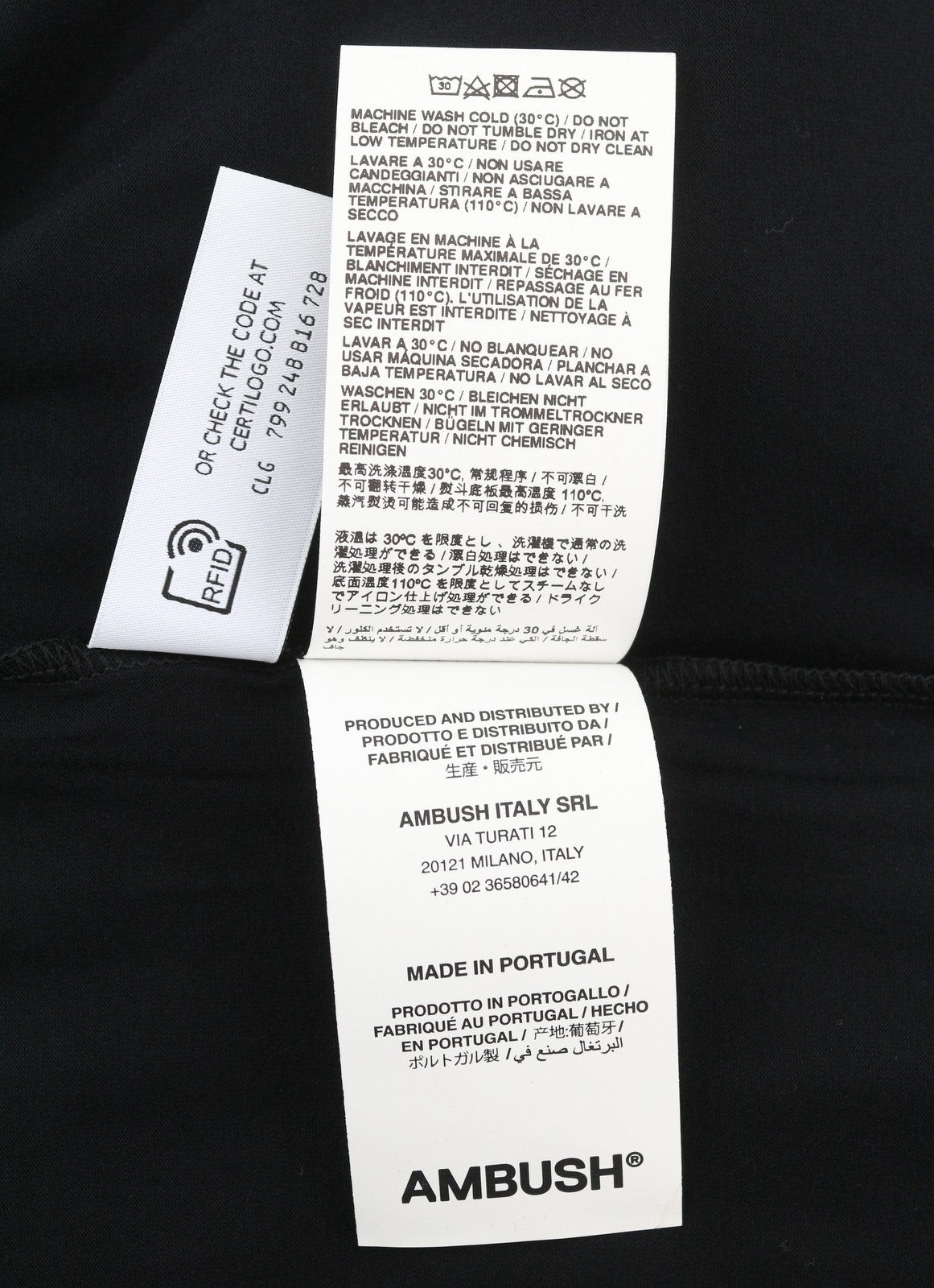 AMBUSH Fitted Turtleneck L S Tap Shoe Blanc Men T-Shirt 2XL Black Pull On