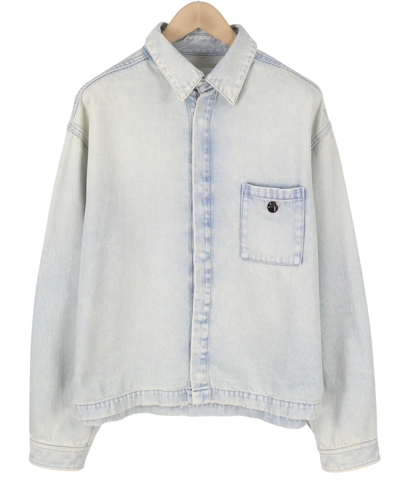 AMBUSH Men Jacket M Light Blue Faded Wash Spread Neck Patch Pocket Denim