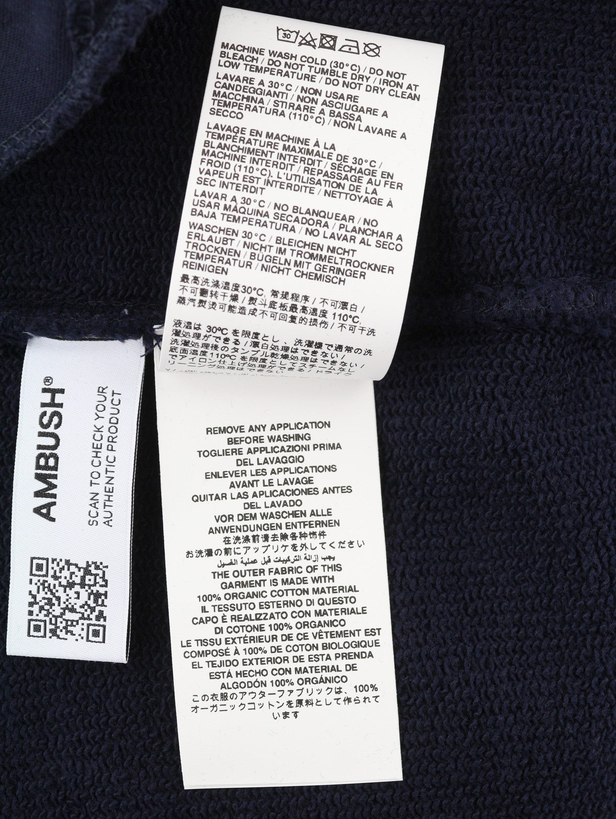 AMBUSH Ballchain Navy Men Hoodie M Faded Kangaroo Pocket Embroidery RRP1235
