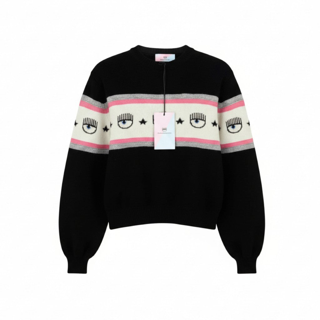 CHIARA FERRAGNI Maxilogo Mania Women Jumper S Wool Cashmere Crop RRP248