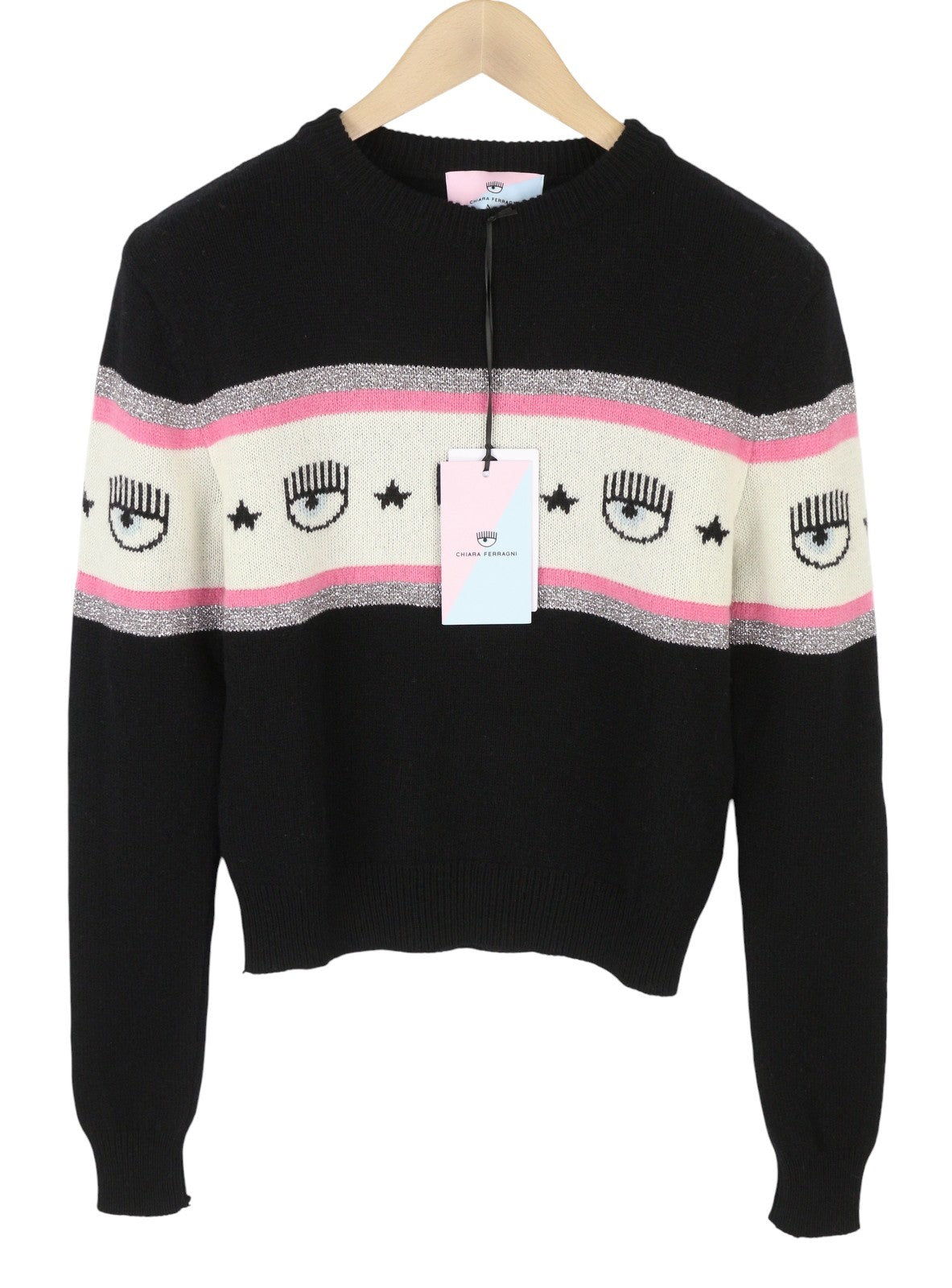 CHIARA FERRAGNI Maxilogo Mania Women Jumper S Wool Cashmere Crop RRP248