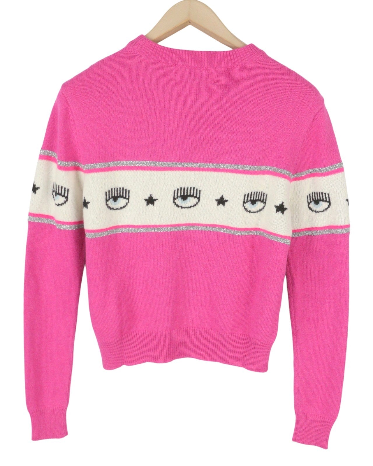 CHIARA FERRAGNI Maxilogo Mania Women Jumper M Cashmere Wool Crop RRP248