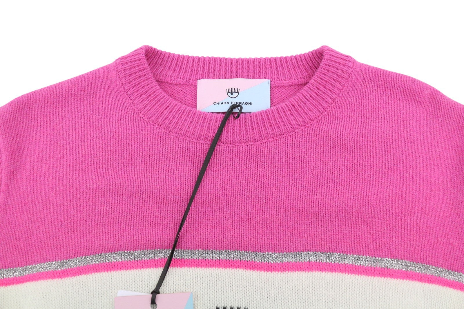 CHIARA FERRAGNI Maxilogo Mania Women Jumper M Cashmere Wool Crop RRP248