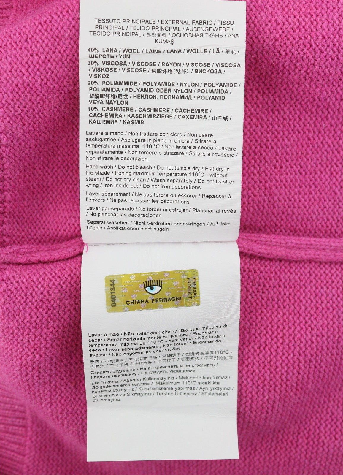 CHIARA FERRAGNI Maxilogo Mania Women Jumper M Cashmere Wool Crop RRP248