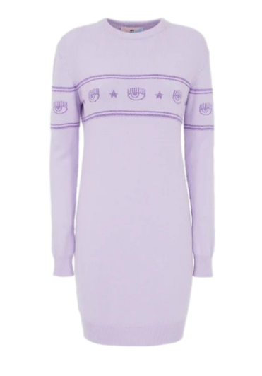 CHIARA FERRAGNI Women Dress 2XS Purple Wool Cashmere Mini Knit RRP289