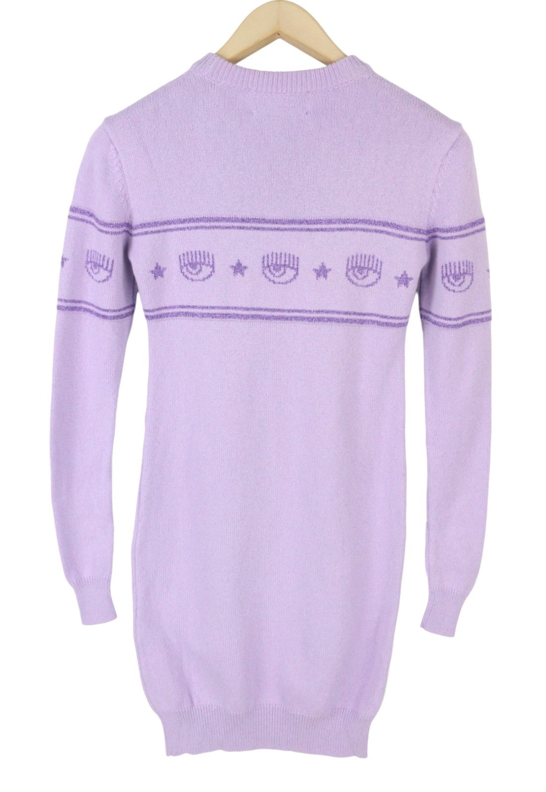 CHIARA FERRAGNI Women Dress 2XS Purple Wool Cashmere Mini Knit RRP289