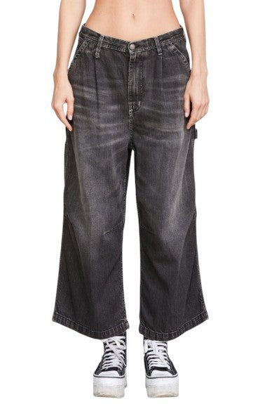 R13 Crop Wideleg Carpenter Women Jeans 26 Ellery Black RRP899