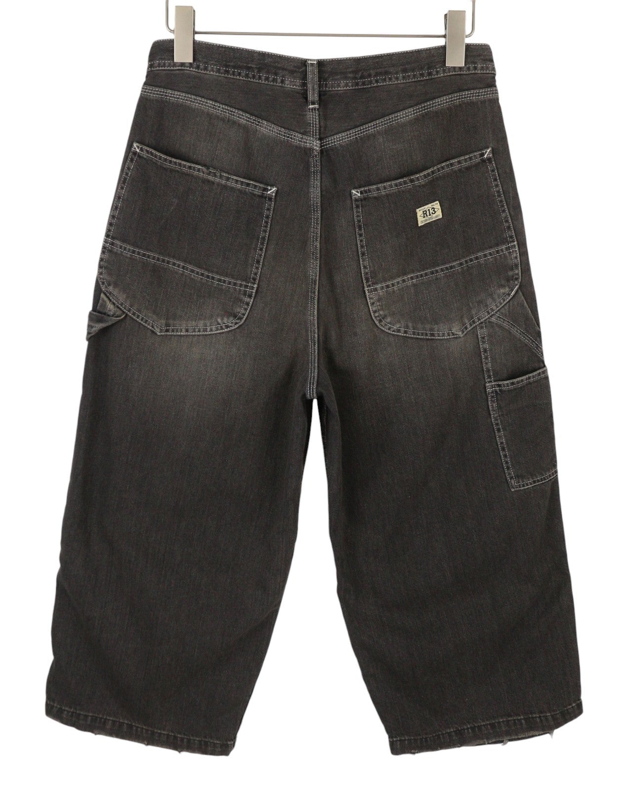 R13 Crop Wideleg Carpenter Women Jeans 26 Ellery Black RRP899