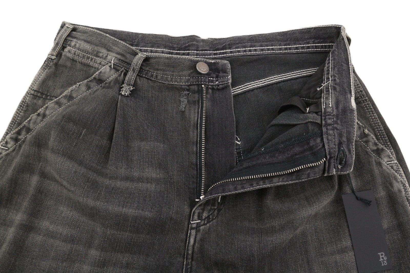 R13 Crop Wideleg Carpenter Women Jeans 26 Ellery Black RRP899