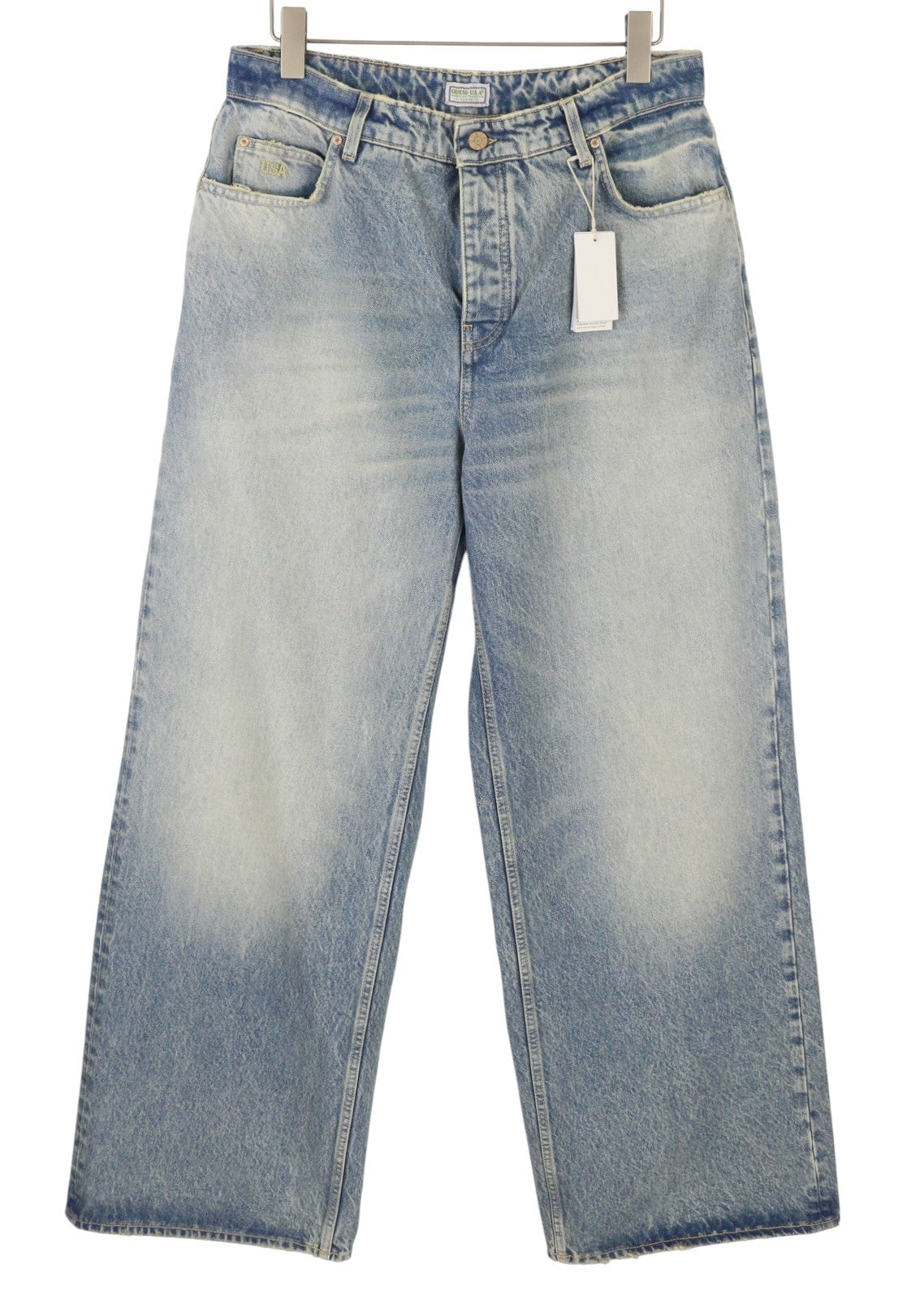 GUESS USA Men Jeans W33 Blue Faded Baggy Relaxed Button Fly Denim