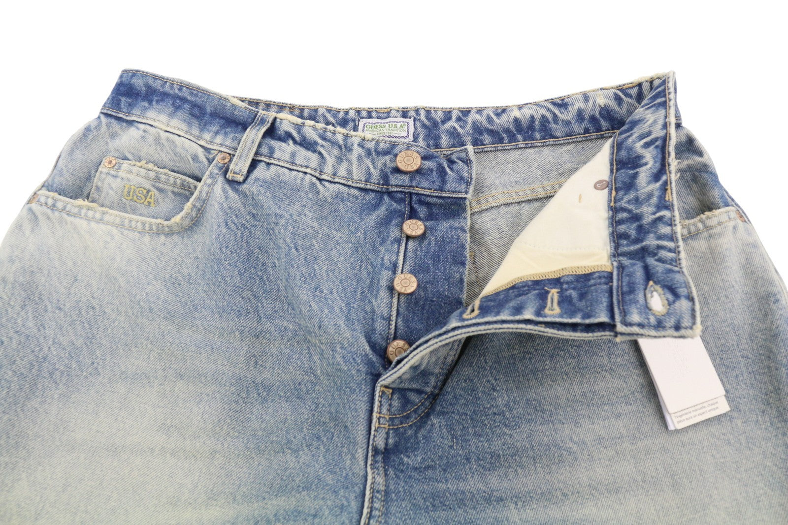 GUESS USA Men Jeans W33 Blue Faded Baggy Relaxed Button Fly Denim