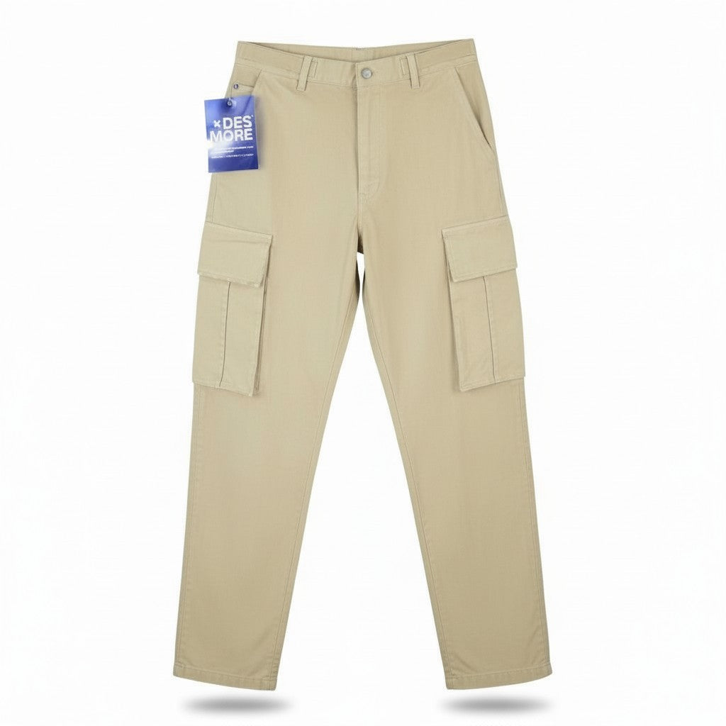 DESMORE Cargo Men Trousers W32 Light Brown Distress Zip