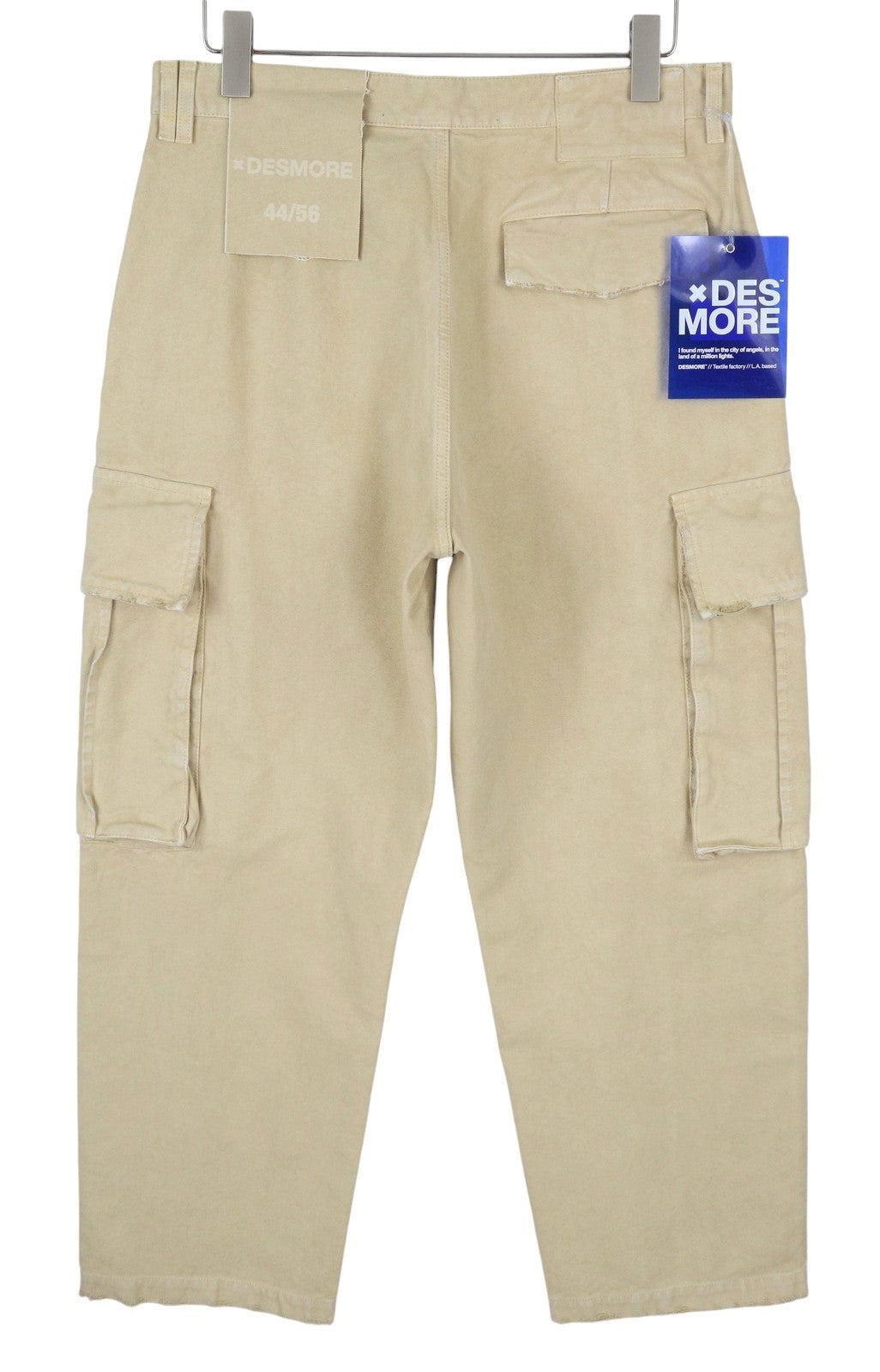DESMORE Cargo Men Trousers W36 Light Brown Distress Zip