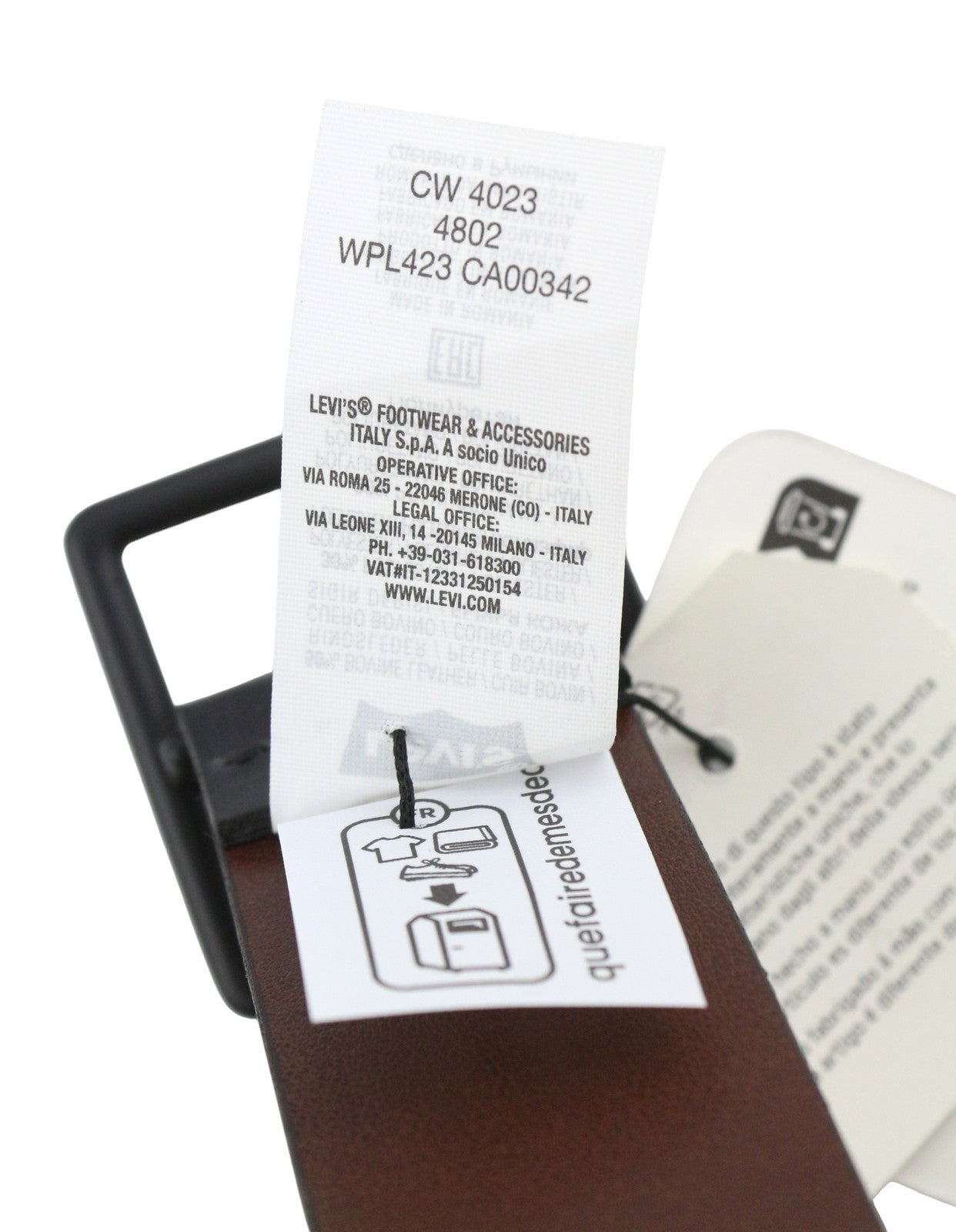 LEVI'S Men Belt 100 CM Black Bovine Leather Blend Casual Buckle