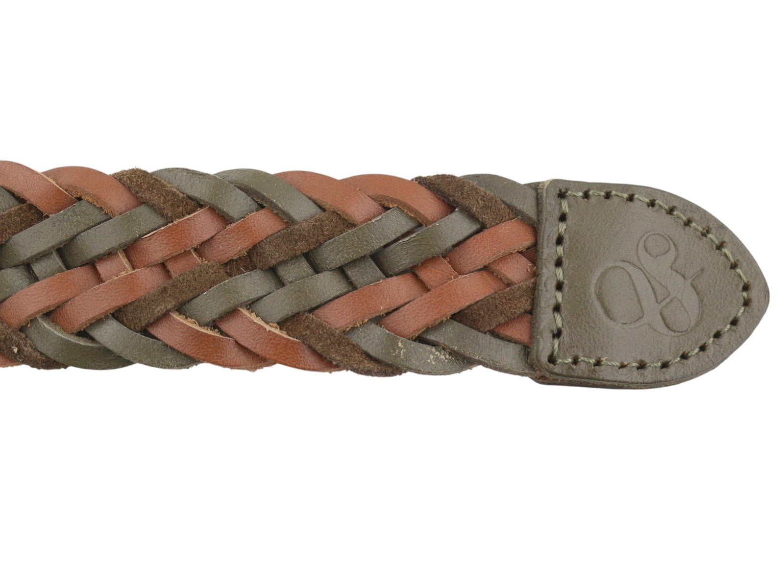 SCOTCH & SODA Men Belt M Brown Leather Braided Gold Tone Buckle
