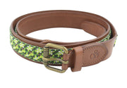 SCOTCH & SODA Men Belt 116 CM Brown Leather Beaded Gold Tone Buckle