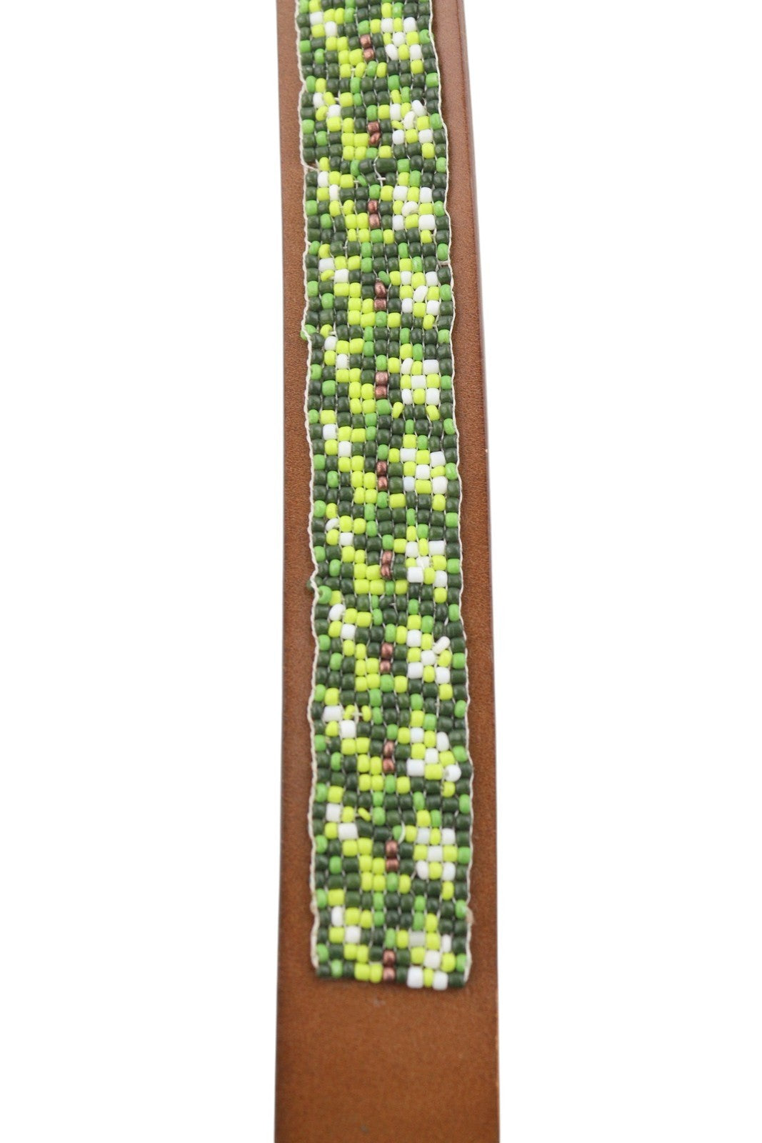 SCOTCH & SODA Men Belt 116 CM Brown Leather Beaded Gold Tone Buckle