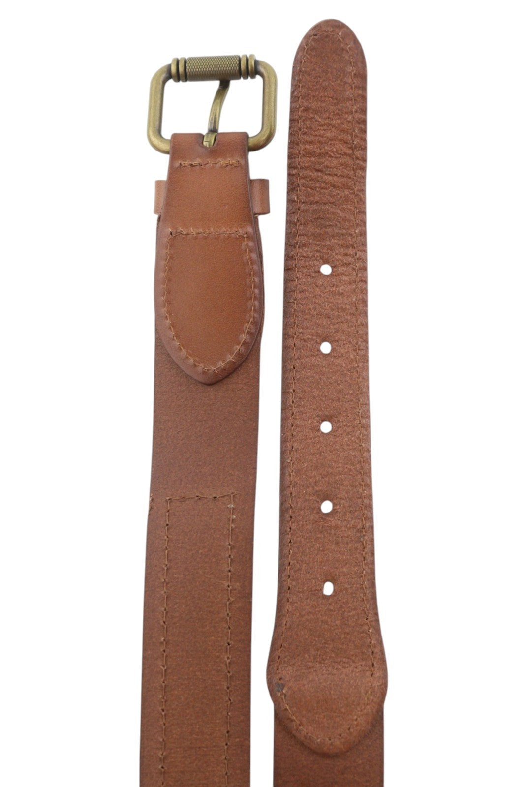 SCOTCH & SODA Men Belt 116 CM Brown Leather Beaded Gold Tone Buckle