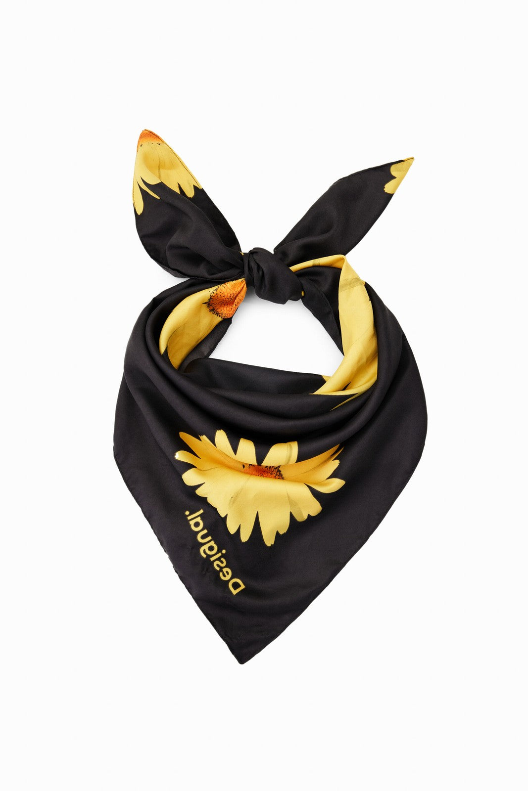 DESIGUAL Fou Daisies Women Scarf OS Black Daisies Print Square