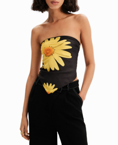 DESIGUAL Fou Daisies Women Scarf OS Black Daisies Print Square