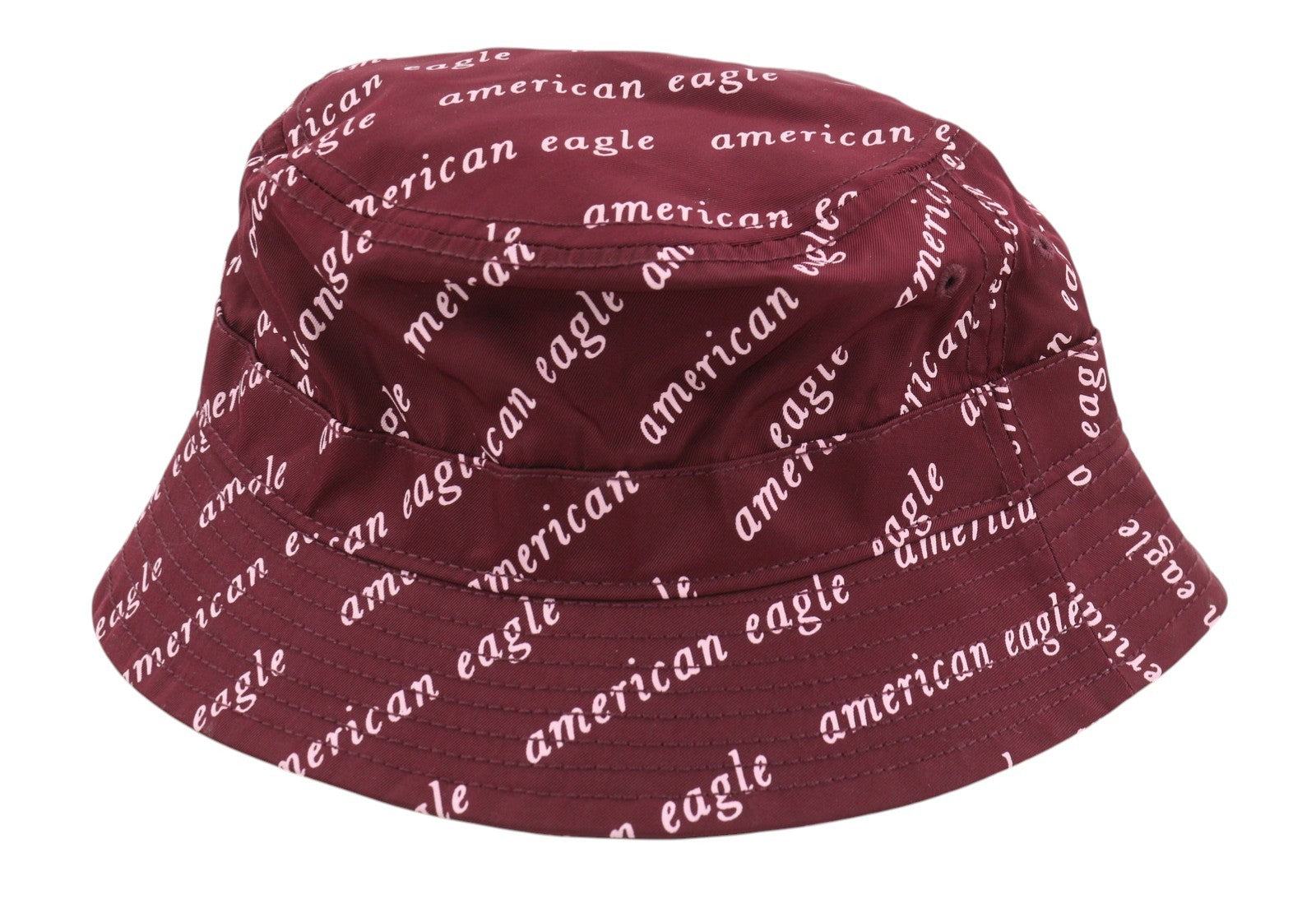 AMERICAN EAGLE OUTFITTERS Women Hat L/XL Burgundy All-Over Logo Print Bucket