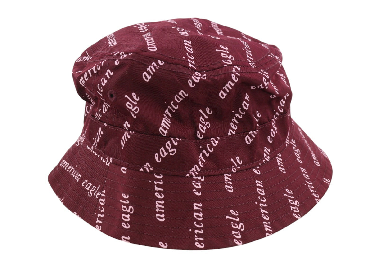 AMERICAN EAGLE OUTFITTERS Women Hat L/XL Burgundy All-Over Logo Print Bucket