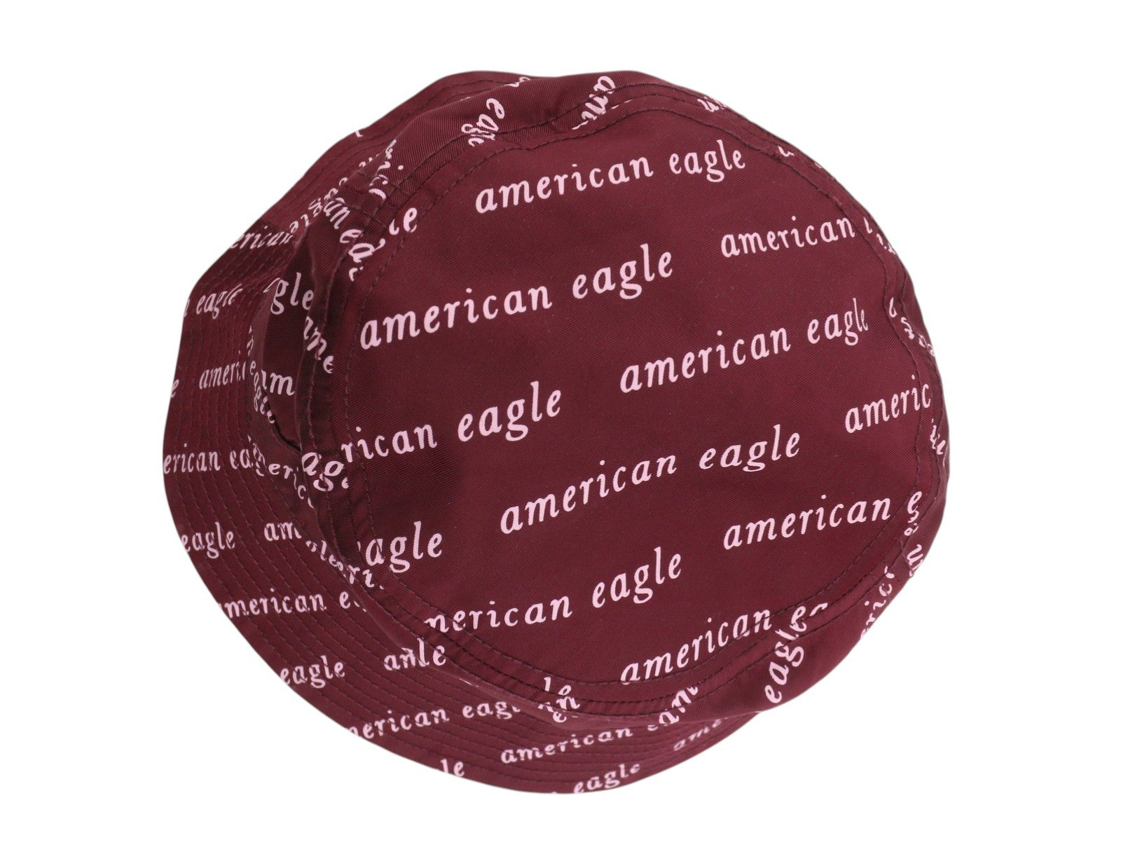 AMERICAN EAGLE OUTFITTERS Women Hat L/XL Burgundy All-Over Logo Print Bucket