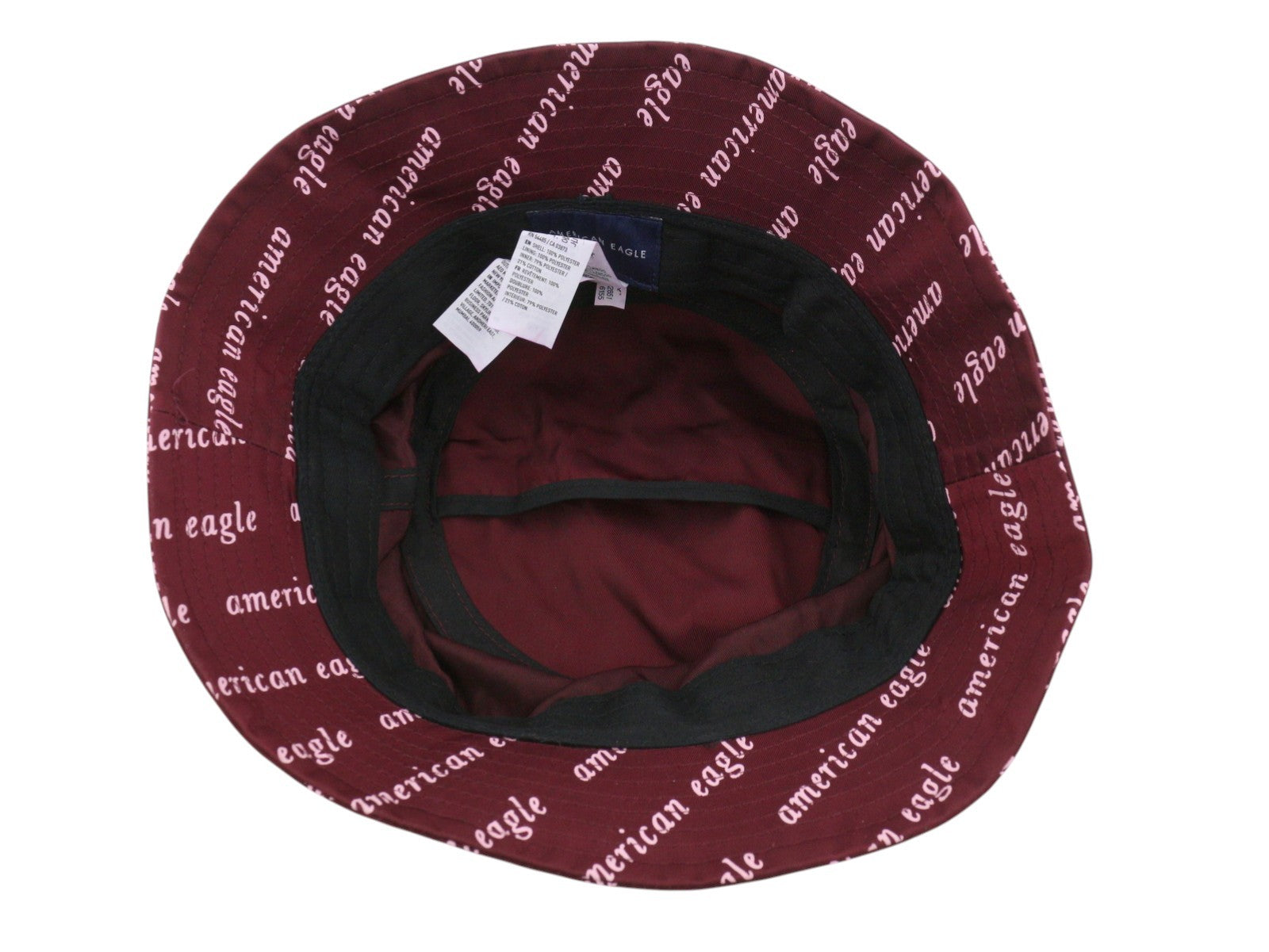 AMERICAN EAGLE OUTFITTERS Women Hat L/XL Burgundy All-Over Logo Print Bucket