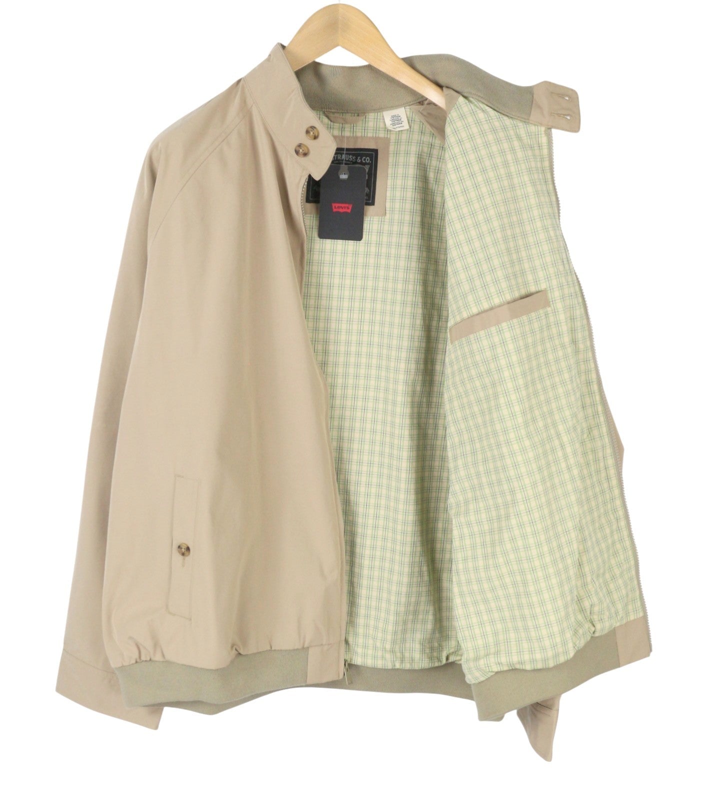 LEVI'S Men Jacket 2XL Beige Band Neck Full Zip Lightweight Bomber
