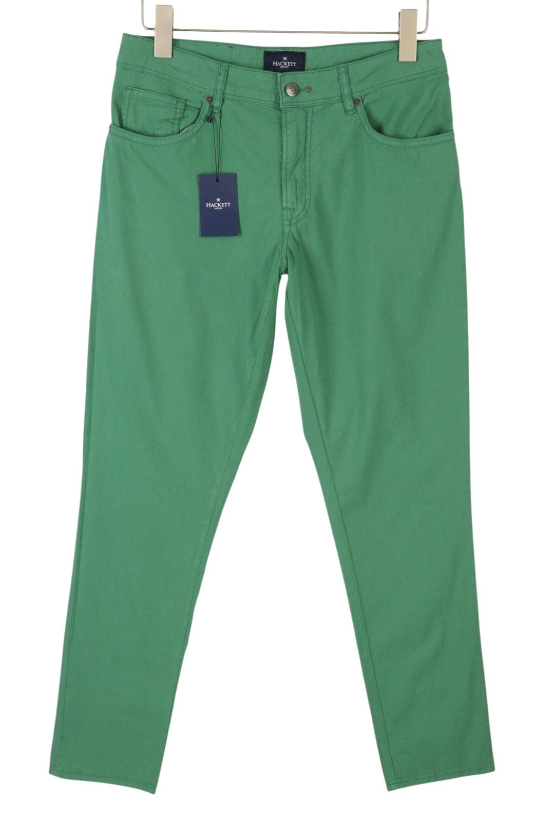 HACKETT Texture 5 Pocket Men Trousers W31 Green Zip Fly Slim Fit Casual