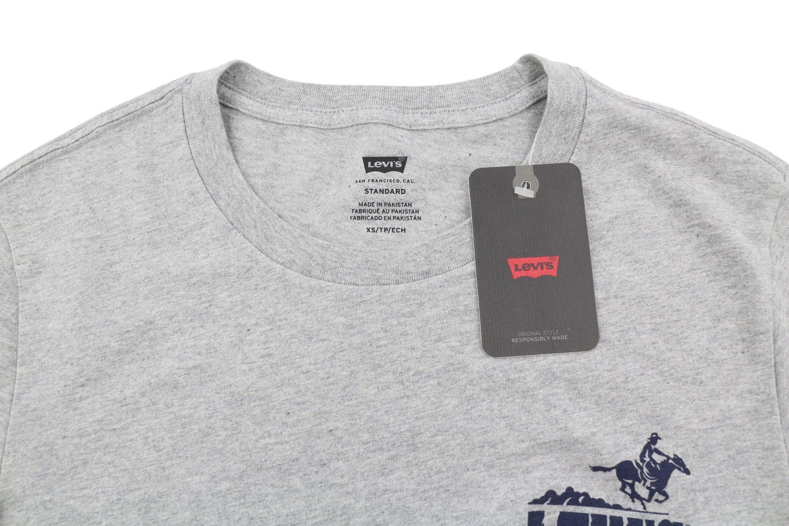 LEVI'S Standard Men T-Shirt XS Grey Melange Crew Neck Short Sleeve