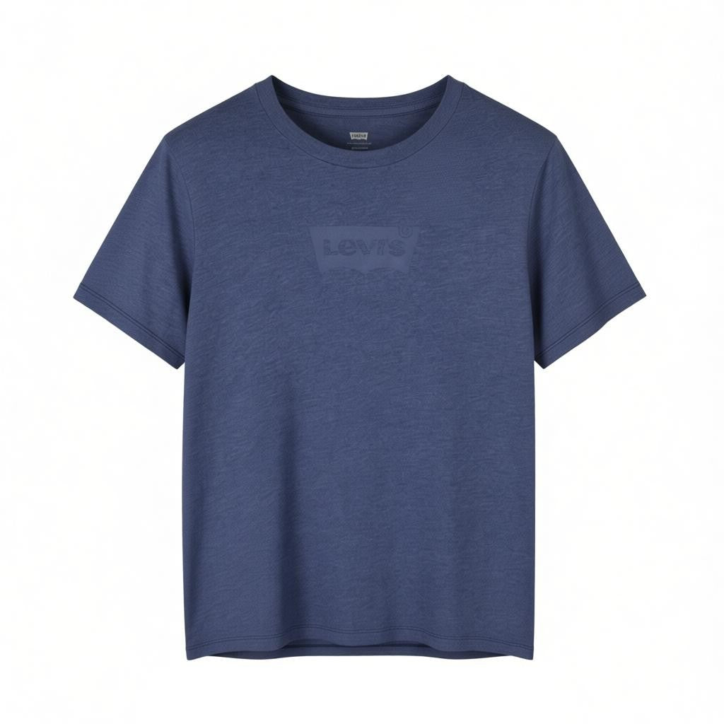 LEVI'S Standard Men T-Shirt S Blue Melange Stretch Crew Neck Short Sleeve