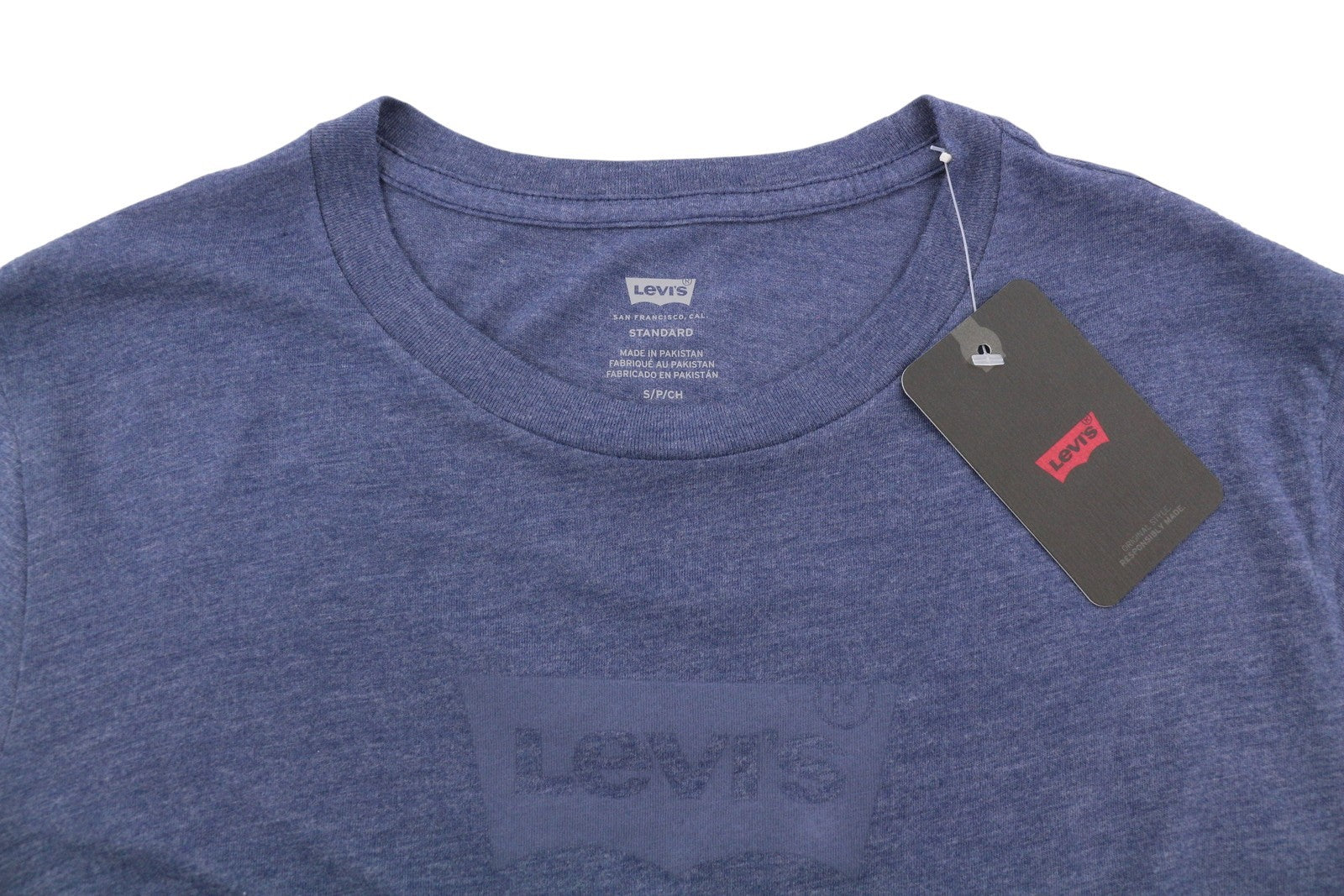 LEVI'S Standard Men T-Shirt S Blue Melange Stretch Crew Neck Short Sleeve